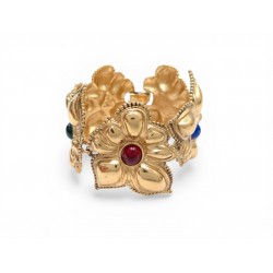 VINTAGE BRACELET JEAN LOUIS SCHERRER MANCHETTE FLEURS CABOCHONS PERLES DE VERRE