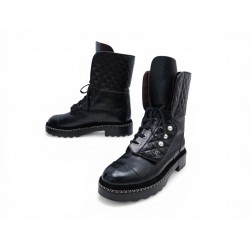 NEUF CHAUSSURES BOTTINES CHANEL COMBAT BOOTS G33185 39 EN CUIR MATELASSE 2550€