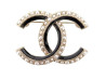  broche chanel logo cc email et perles metal gold