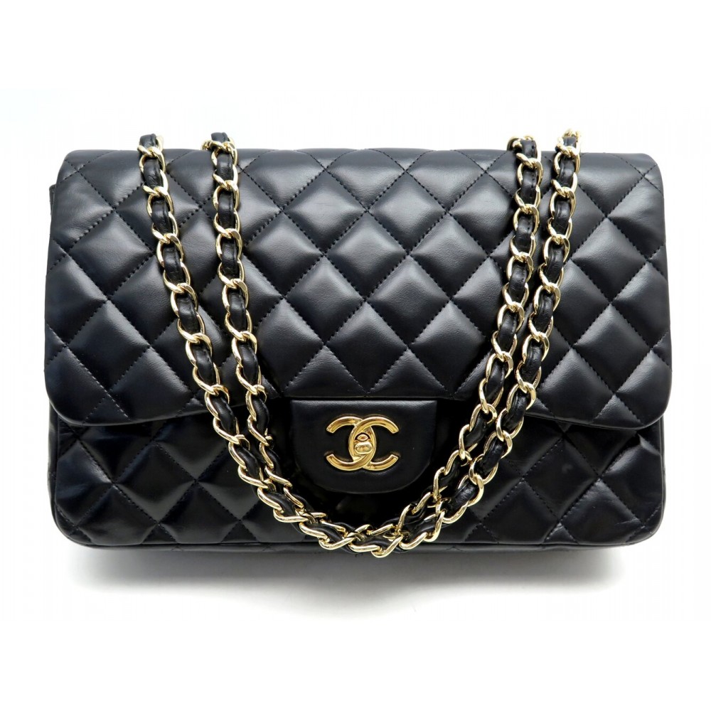SAC A MAIN CHANEL GRAND CLASSIQUE TIMELESS JUMBO EN CUIR MATELASSE NOIR 11100€