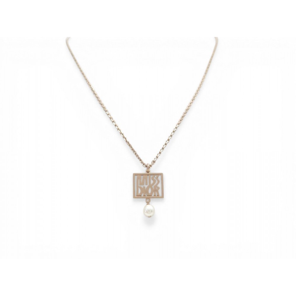 NEUF COLLIER CHRISTIAN DIOR PENDENTIF MISS 53-59 CM EN METAL DORE NECKLACE 550€