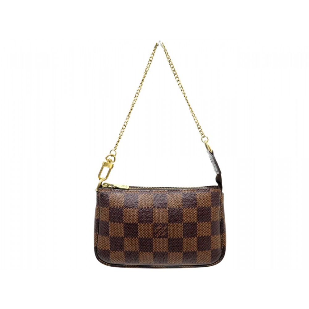 MINI POCHETTE ACCESSOIRES LOUIS VUITTON N58009 EN TOILE DAMIER EBENE CLUTCH 620€