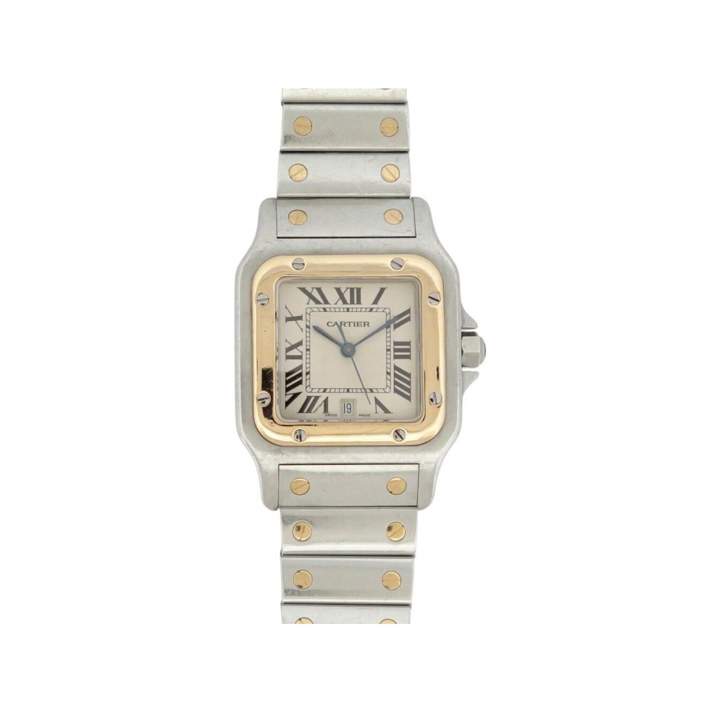 VINTAGE MONTRE CARTIER SANTOS GALBEE 187901 ACIER ET OR JAUNE QUARTZ LADY WATCH