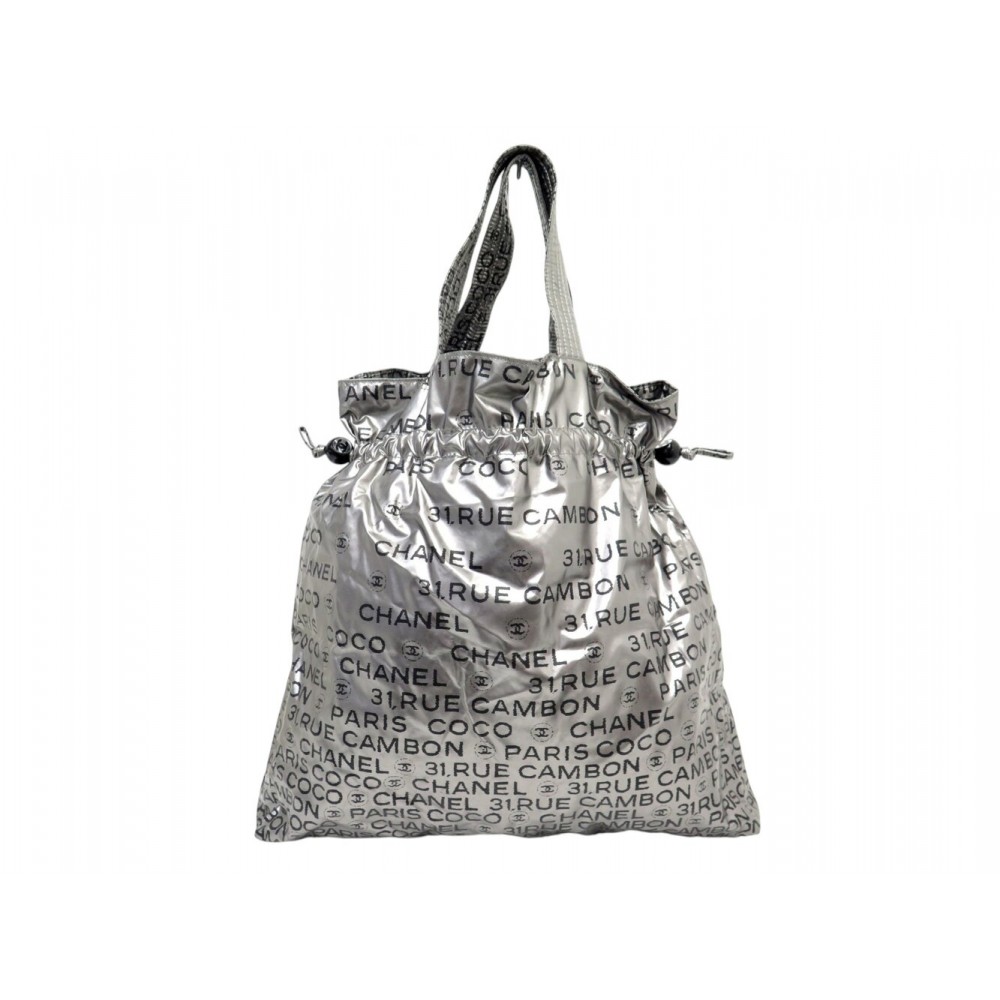 SAC A MAIN CHANEL 31 RUE CAMBON MONOGRAMME NYLON ARGENTE SILVER HANDBAG 2590€