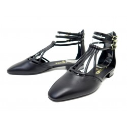 NEUF CHAUSSURES CHANEL A SANGLES G35047 EGYPTE 37.5 SANDALES EN CUIR NOIR 1500€