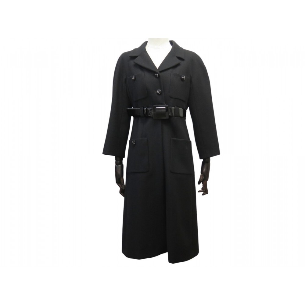 MANTEAU CHANEL P32031V19402 M38 LONG LAINE NOIRE CEINTURE BLACK BELT COAT 8500€
