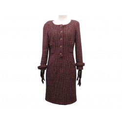 ROBE CHANEL TWEED DE LAINE ROUGE BOUTONS STYLE GRIPOIX P44002V32333 38 M 7150â¬