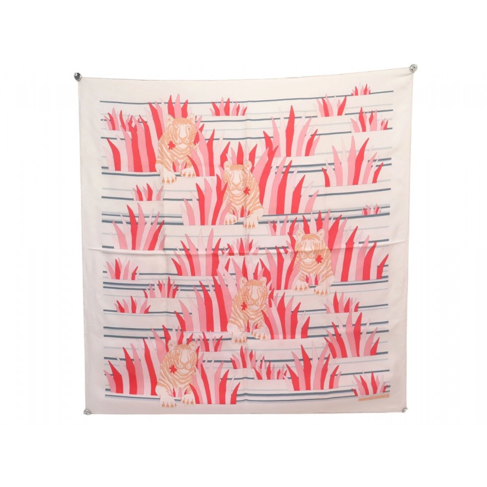 VINTAGE FOULARD HERMES TIGRES DANS LES HERBES J. METZ CARRE 90 SOIE SCARF 580€