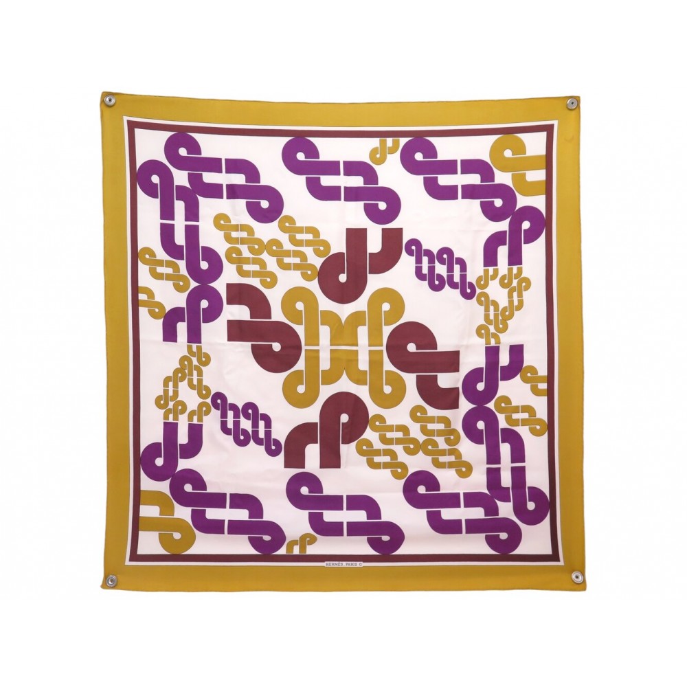 VINTAGE FOULARD HERMES RHONES POULENC HENRY D'ORIGNY CARRE 90 EN SOIE SCARF 580€