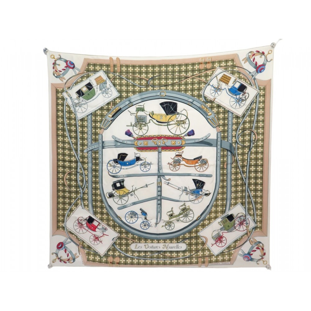 VINTAGE FOULARD HERMES VOITURES NOUVELLES CARRE 90 SOIE 1ERE EDITION SCARF 580€