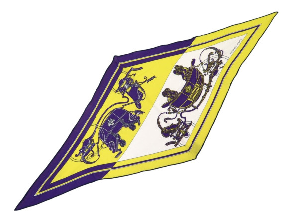 foulard hermes losange ex libris en cachemire et