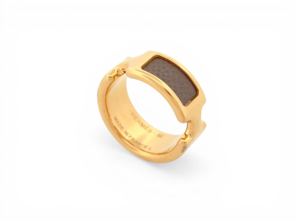 bague hermes olympe pm h500058f 57 metal dore cuir