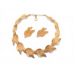VINTAGE PARURE LANVIN COLLIER + BOUCLES D'OREILLES FEUILLES EARRINGS & NECKLACE