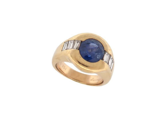  bague poiray sertie saphir diamants