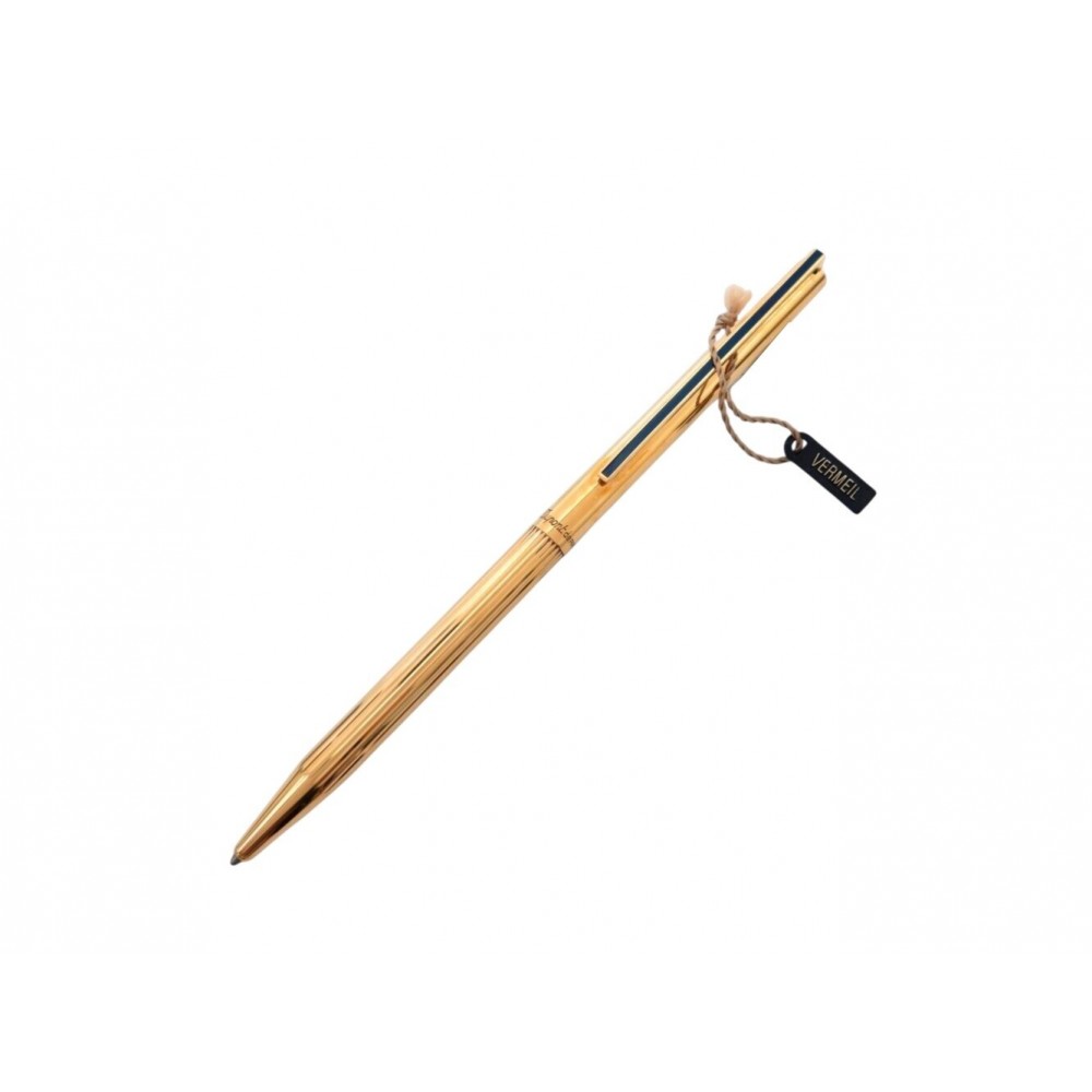 NEUF VINTAGE STYLO BILLE ST DUPONT CLASSIQUE GODRON ARGENT 925 VERMEIL BALLPOINT