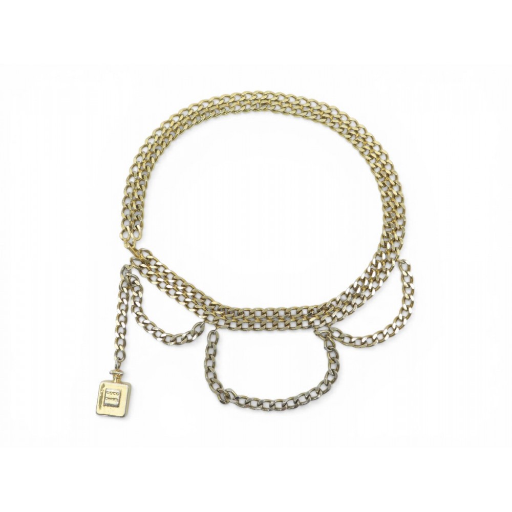 VINTAGE CEINTURE CHANEL CHAINE MEDAILLON FLACON PARFUM COCO COLLIER BELT 1810€