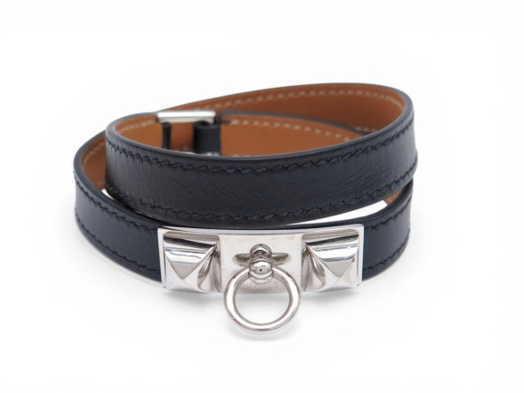 bracelet hermes rivale double tour 18cm cuir