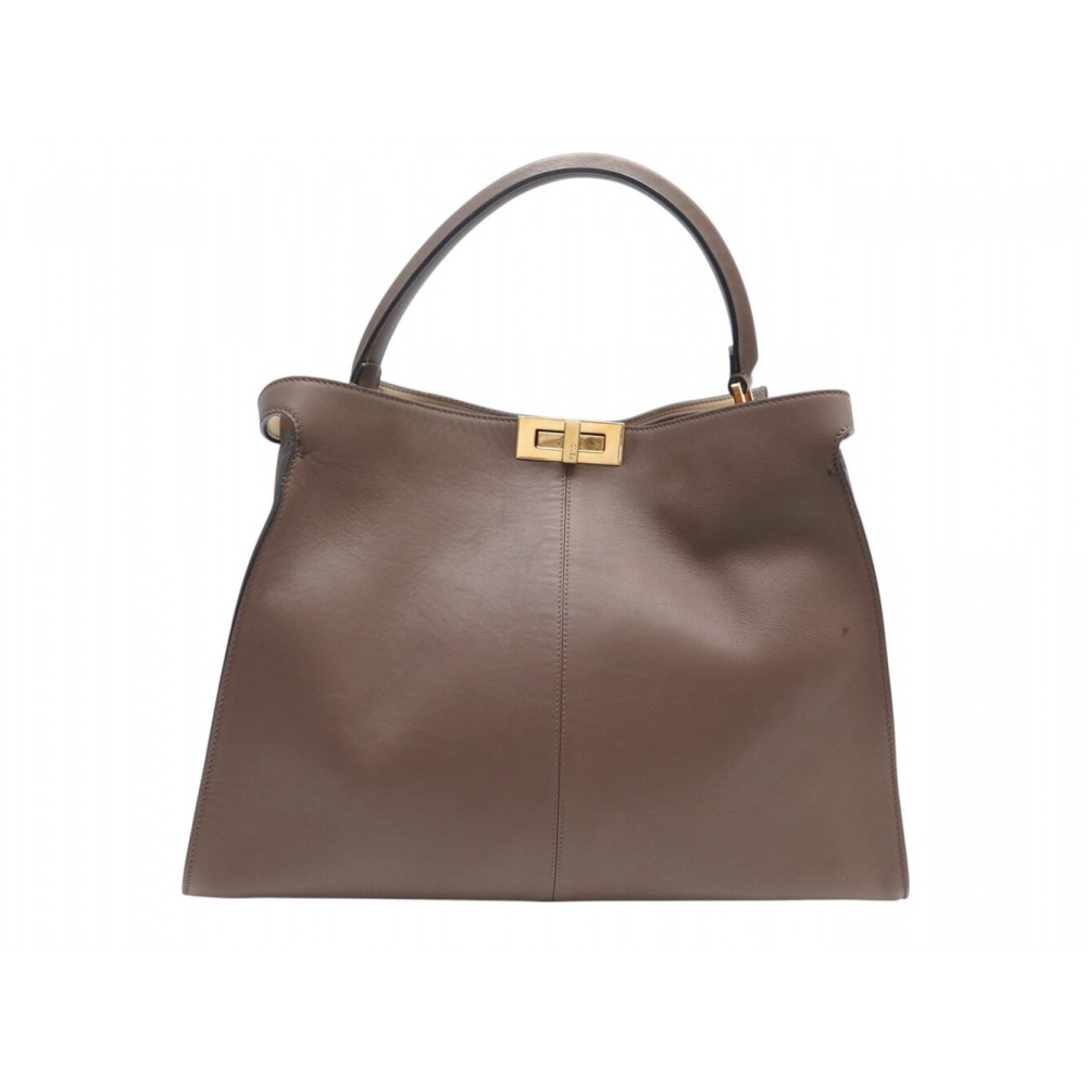 SAC A MAIN FENDI PEEKABOO X-LITE LARGE 8BN304 CABAS CUIR MARRON TOTE BAG 5000€