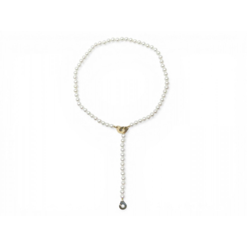 NEUF COLLIER DINH VAN 654501 EN PERLES D'EAU DOUCE 3 MENOTTES OR 18K PEARL 2990€