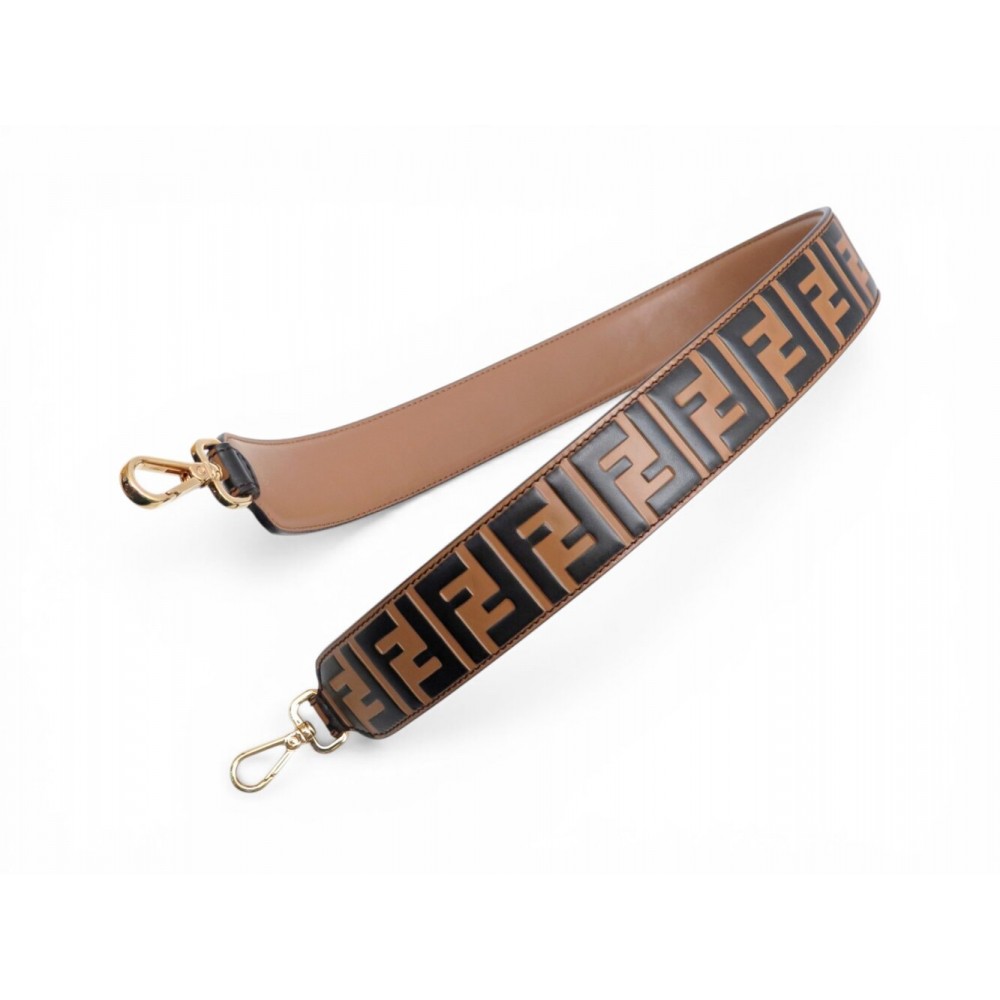 ANSE BANDOULIERE FENDI 8AV077 STRAP YOU CUIR FF MARRON 90CM STRAP FOR BAG 650€