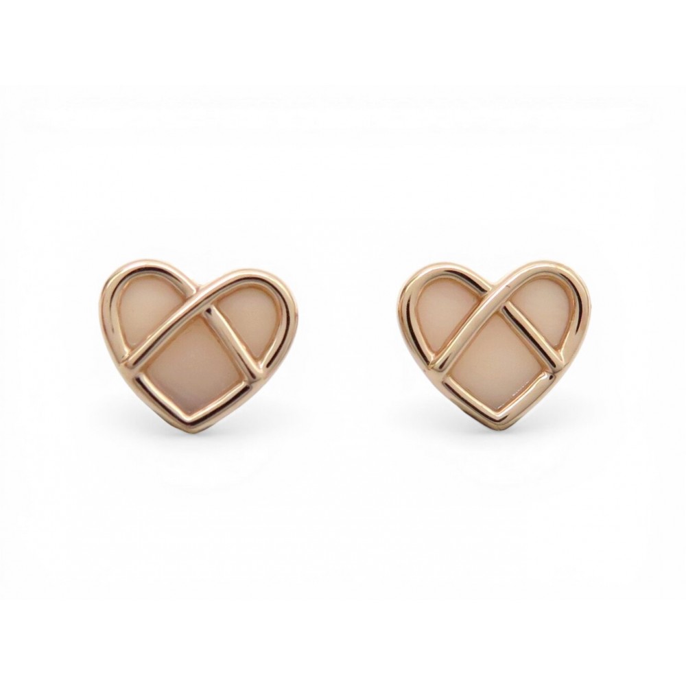 NEUF BOUCLES D'OREILLES L'ATTRAPE COEUR OR ROSE 18K PIERRE OPALE EARRINGS 1500€