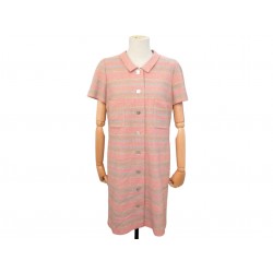 NEUF VINTAGE ROBE BLOUSE CHANEL BOUTON NACRE P14945 L 42 LAINE ROSE DRESS 4890€