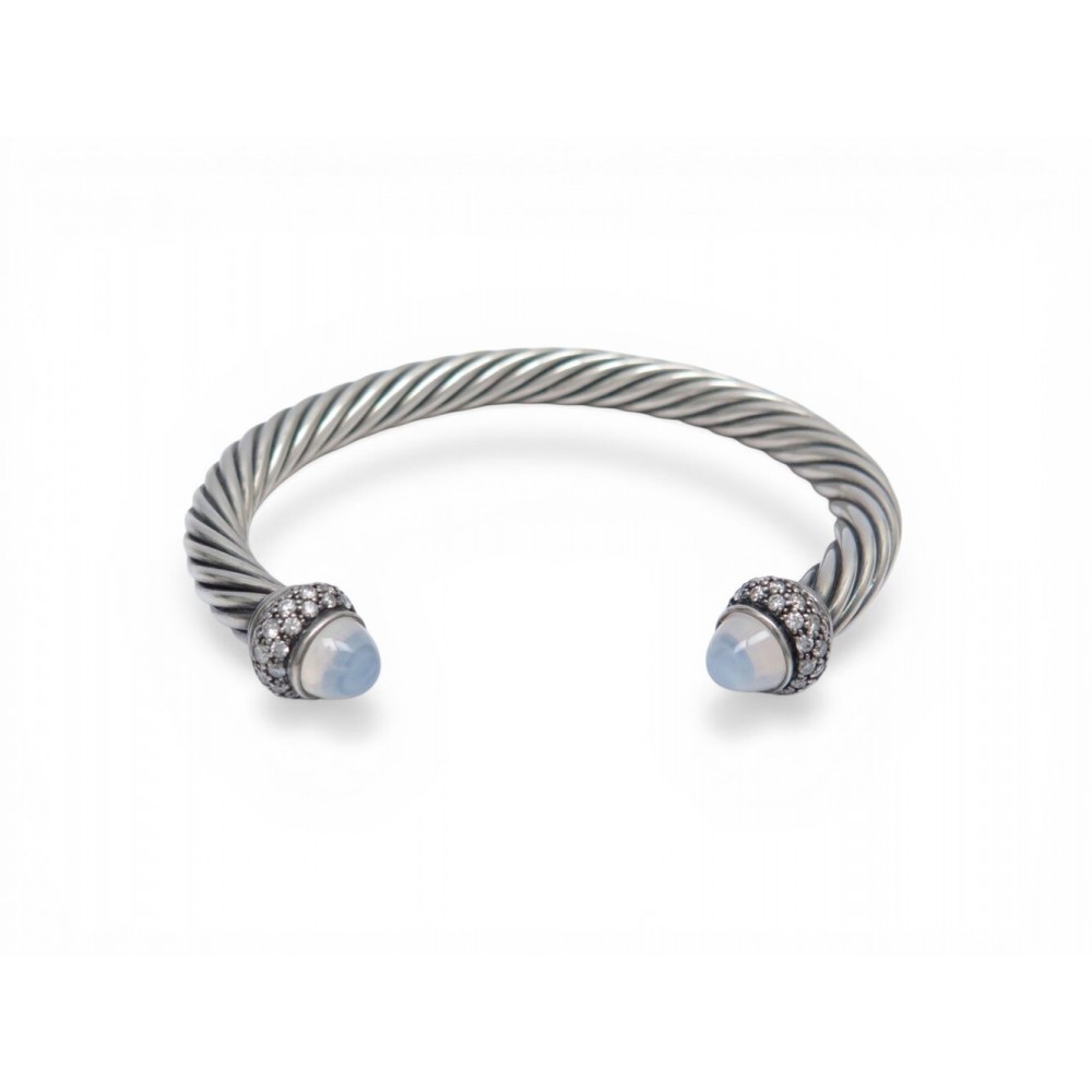 BRACELET DAVID YURMAN CLASSIC CABLE 7MM CALCEDOINE & DIAMANTS ARGENT 925 2500€