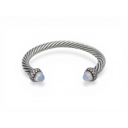 BRACELET DAVID YURMAN CLASSIC CABLE 7MM CALCEDOINE & DIAMANTS ARGENT 925 2500€