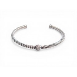 BRACELET DAVID YURMAN CLASSIC CABLE A ORNEMENTS 4MM DIAMANTS ARGENT MASSIF 550€