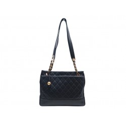 VINTAGE SAC A MAIN CHANEL SHOPPING CABAS CUIR MATELASSE NOIR TOTE HAND BAG 6200€