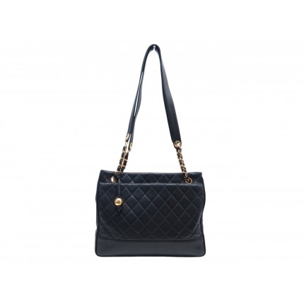 VINTAGE SAC A MAIN CHANEL SHOPPING CABAS CUIR MATELASSE NOIR TOTE HAND BAG 6200€
