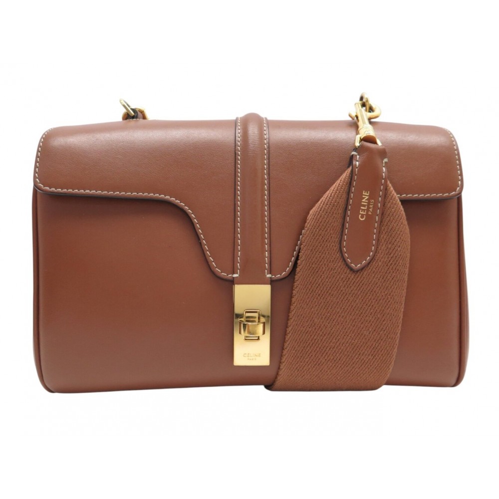 SAC A MAIN CELINE TEEN 16 SOFT PM 196853 EN CUIR CAMEL BANDOULIERE PURSE 2500€
