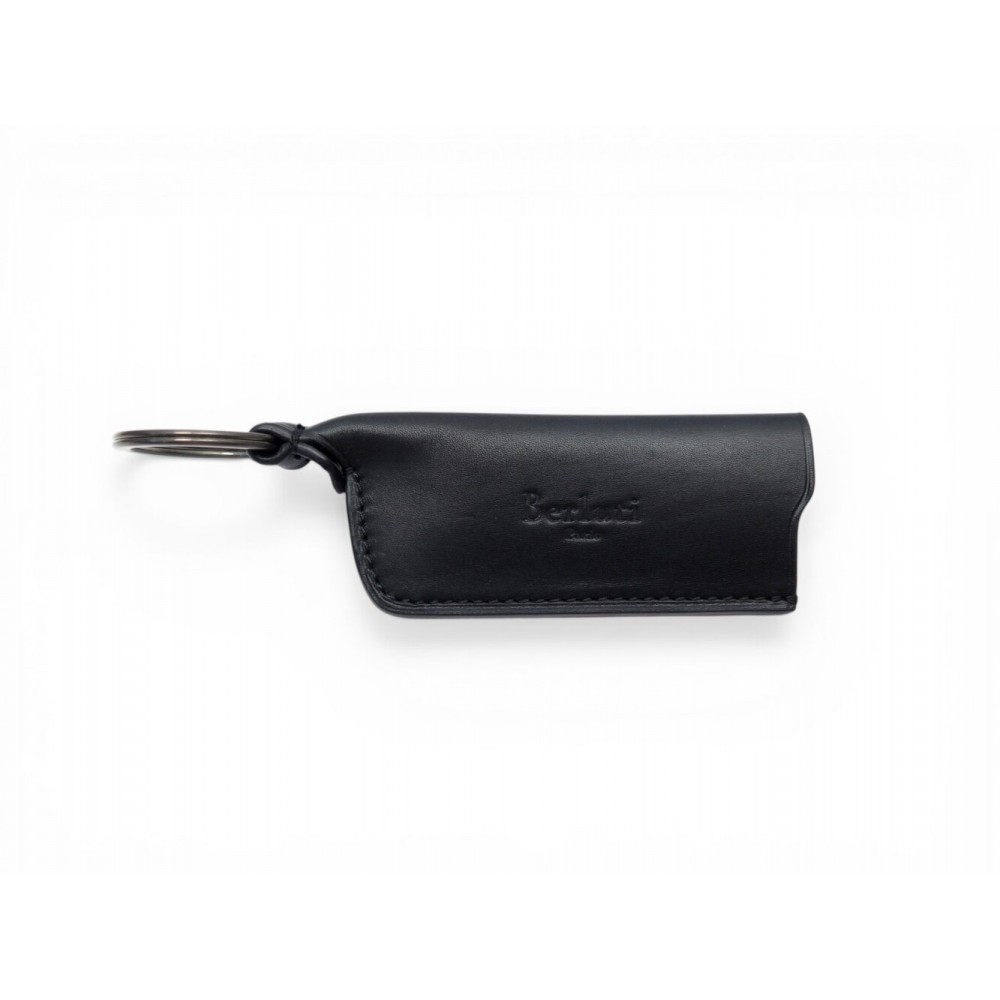 NEUF PORTE BRIQUET BERLUTI KR023 CUIR NOIR BLACK LEATHER LIGHTER KEY RING 450€