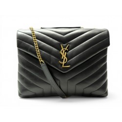 SAC A MAIN SAINT LAURENT LOULOU MEDIUM 574946 CUIR MATELASSE NOIR HAND BAG 2650€