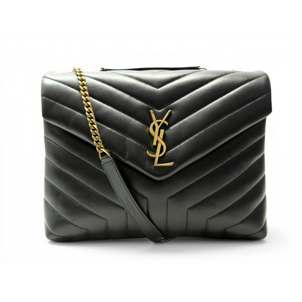 SAC A MAIN SAINT LAURENT LOULOU MEDIUM 574946 CUIR MATELASSE NOIR HAND BAG 2650€