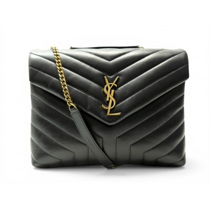 SAC A MAIN SAINT LAURENT LOULOU MEDIUM 574946 CUIR MATELASSE NOIR HAND BAG 2650€