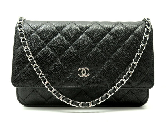 sac a main chanel wallet on chain cuir caviar noir