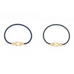BRACELET FRED FORCE 10 MOYEN MODELE OR JAUNE 18K SEMI PAVE DIAMANT 2 CABLE 3540€