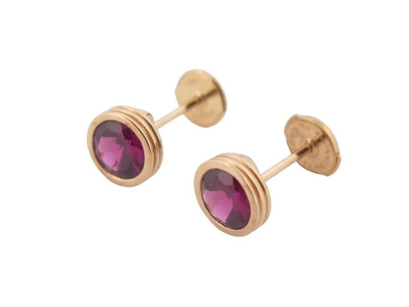  boucles d'oreilles poiray puces lolita rhodolite