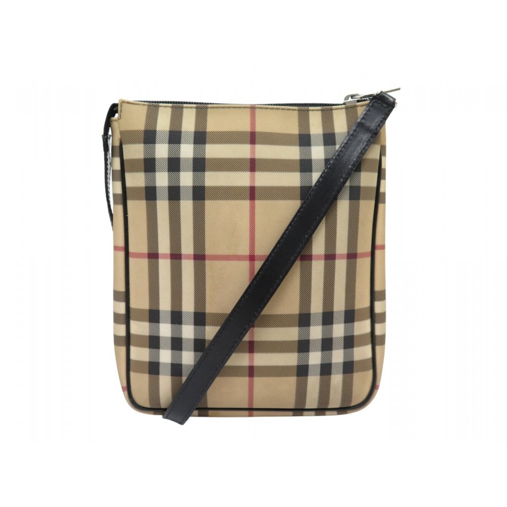 SAC A MAIN BURBERRY SACOCHE TOILE TARTAN CHECK BEIGE BANDOULIERE PURSE BAG 775€