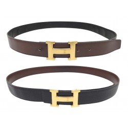 VINTAGE CEINTURE HERMES BOUCLE H 32MM 95 EN CUIR REVERSIBLE EPSOM BOX BELT 815€