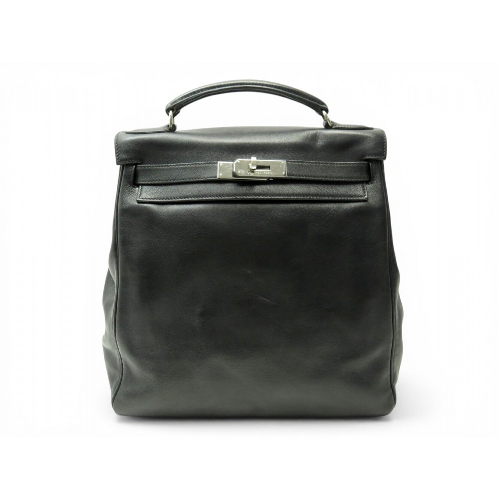 VINTAGE SAC A DOS HERMES KELLY ADO PM 2002 EN CUIR SWIFT NOIR BLACK BACKPACK BAG