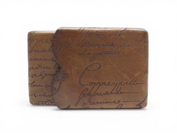 porte cartes berluti cuir scritto marron patine brown