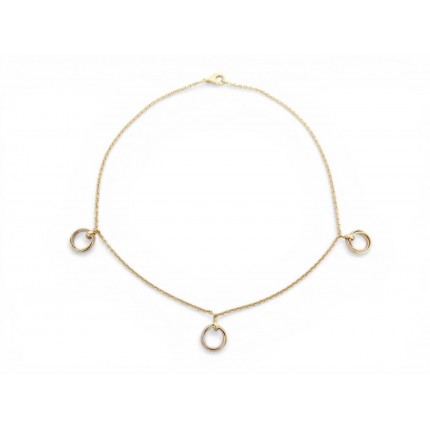 VINTAGE COLLIER CARTIER TRINITY CHARMS 3 ANNEAUX EN ORS 18K 41CM GOLD NECKLACE
