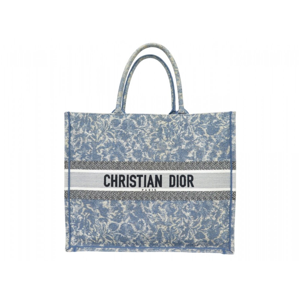 SAC A MAIN CHRISTIAN DIOR BOOK TOTE GM EN TOILE BRODERIE BLEUE + BOITE BAG 2800€