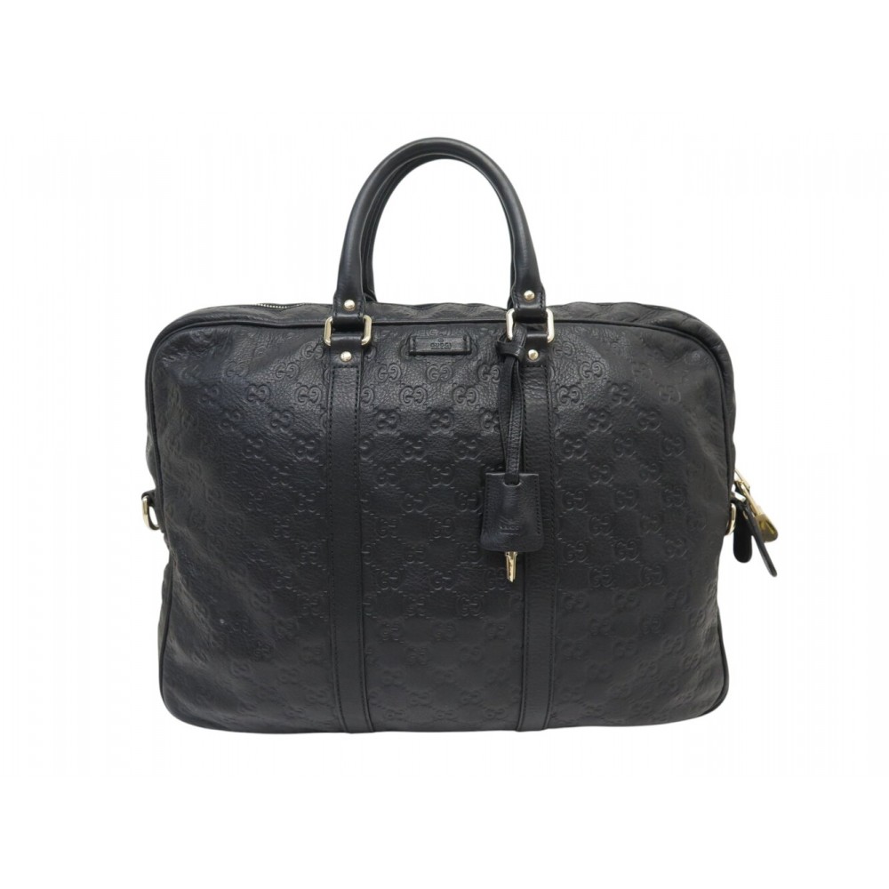 SACOCHE GUCCI MALETTE GG 201480 EN CUIR GUCCISSIMA NOIR CARTABLE BRIEFCASE 2400€