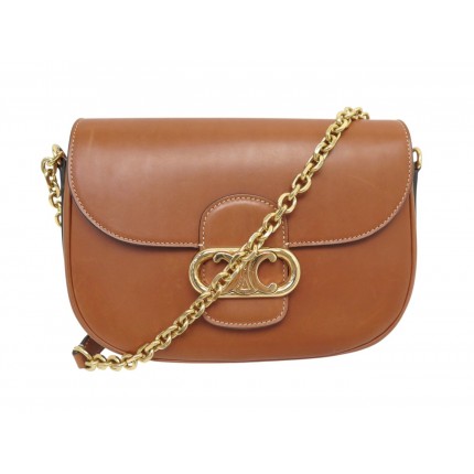 SAC A MAIN CELINE TRIOMPHE MAILLON CHAIN 191343 BANDOULIERE CUIR GOLD BAG 3600€