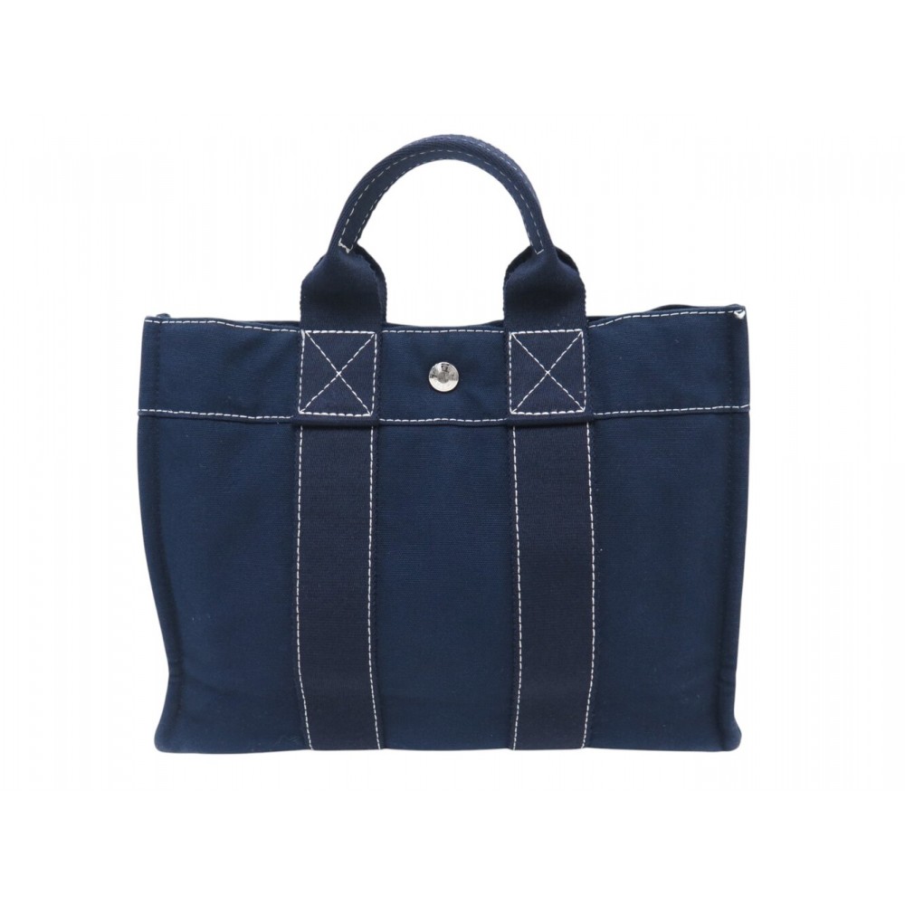 SAC A MAIN HERMES CABAS TOTO PM TOILE COTON BLEU CANVAS BLUE HAND BAG TOTE 850€