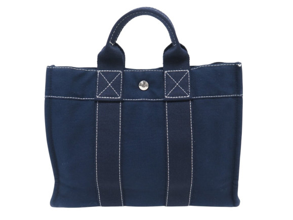 sac a main hermes cabas toto pm toile coton bleu
