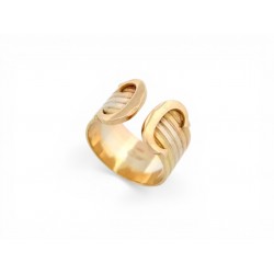 VINTAGE BAGUE CARTIER DOUBLE C EN 3 ORS JAUNE ROSE BLANC 18K 7GR T55 GOLD RING